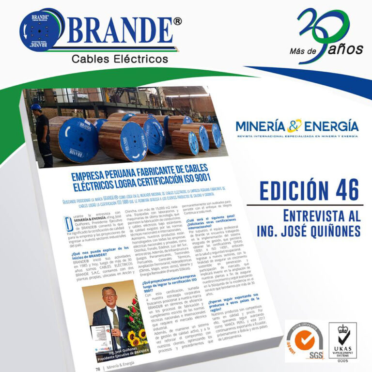 La revista Minería & Energía en su edición 46, tuvo una interesante entrevista con el Ing. José Quiñones